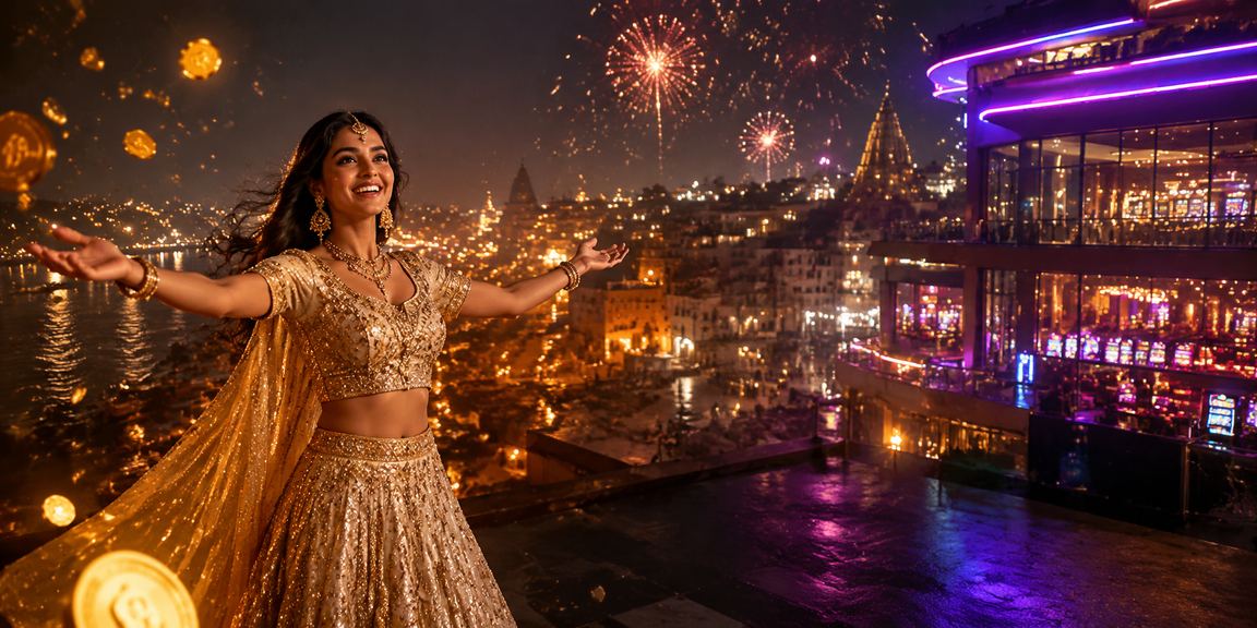 Varanasi riverside entertainment with casino and lehenga colors